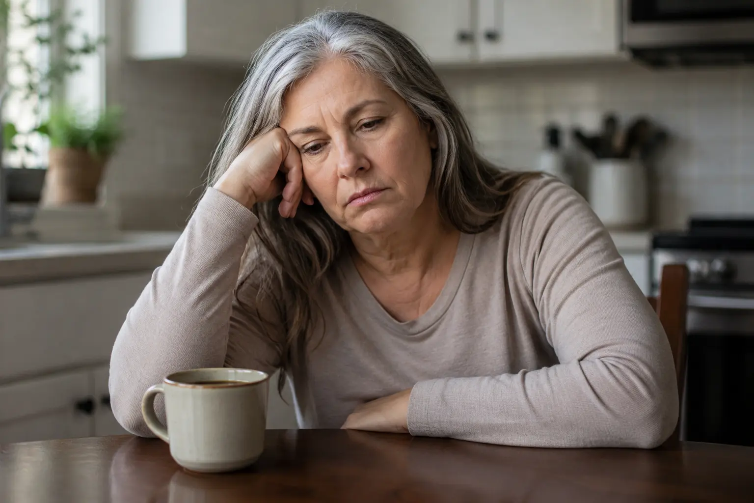 Woman looking tired and discouraged